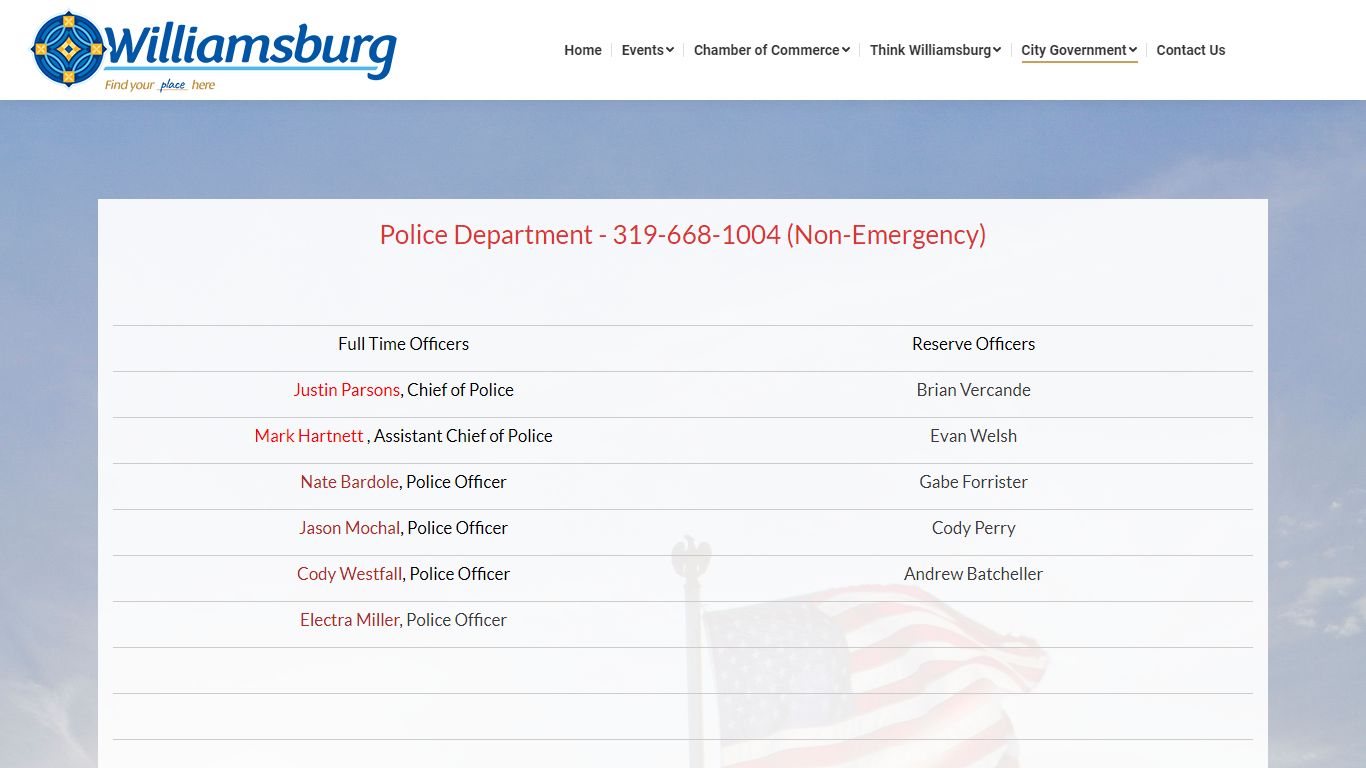 Police Department - Williamsburg, IA - Official Website