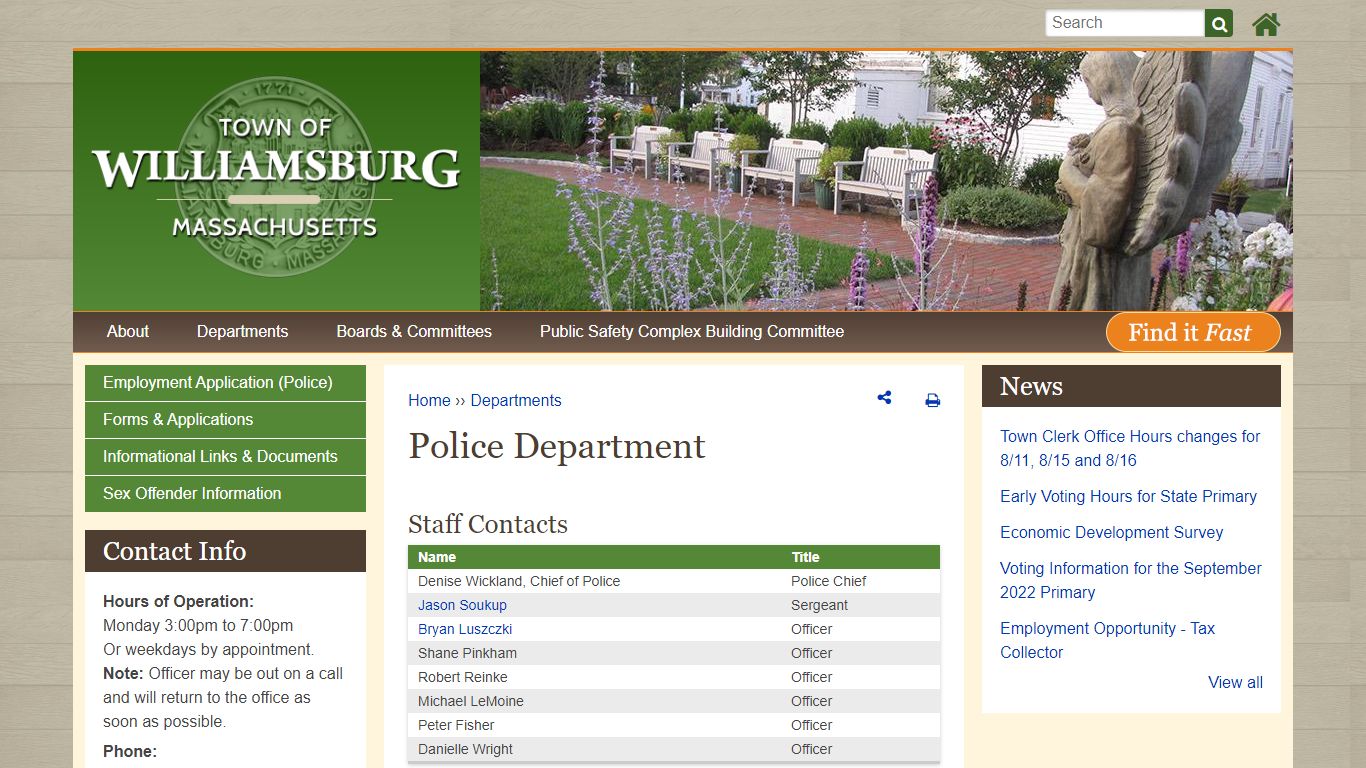 Police Department | Williamsburg MA